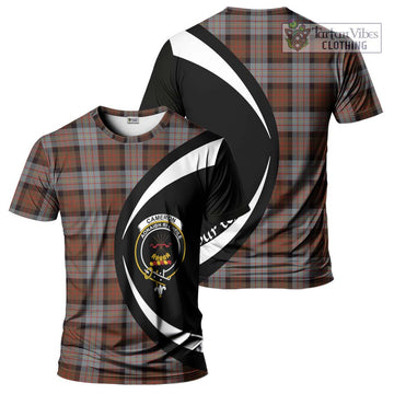 Cameron of Erracht Weathered Tartan T-Shirt with Family Crest Circle Style