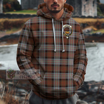 Cameron of Erracht Weathered Tartan Cotton Hoodie with Family Crest