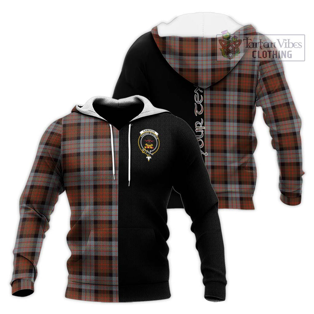 Cameron of Erracht Weathered Tartan Knitted Hoodie with Family Crest and Half Of Me Style Unisex Knitted Pullover Hoodie - Tartanvibesclothing Shop