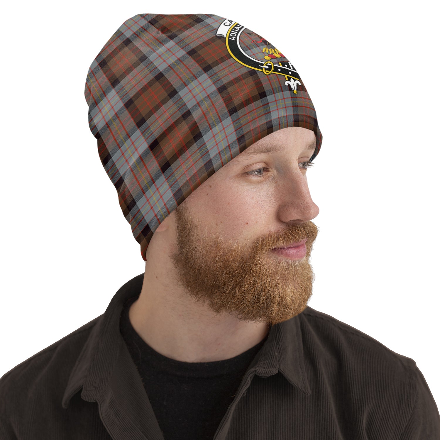 Cameron of Erracht Weathered Tartan Beanies Hat with Family Crest One Size 10.5*10.2 inches - Tartan Vibes Clothing