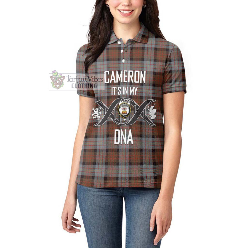 Cameron of Erracht Weathered Tartan Women's Polo Shirt with Family Crest DNA In Me Style Women - Tartanvibesclothing Shop