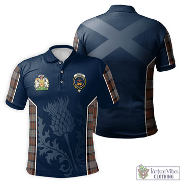 Cameron of Erracht Weathered Tartan Men's Polo Shirt with Family Crest and Scottish Thistle Vibes Sport Style