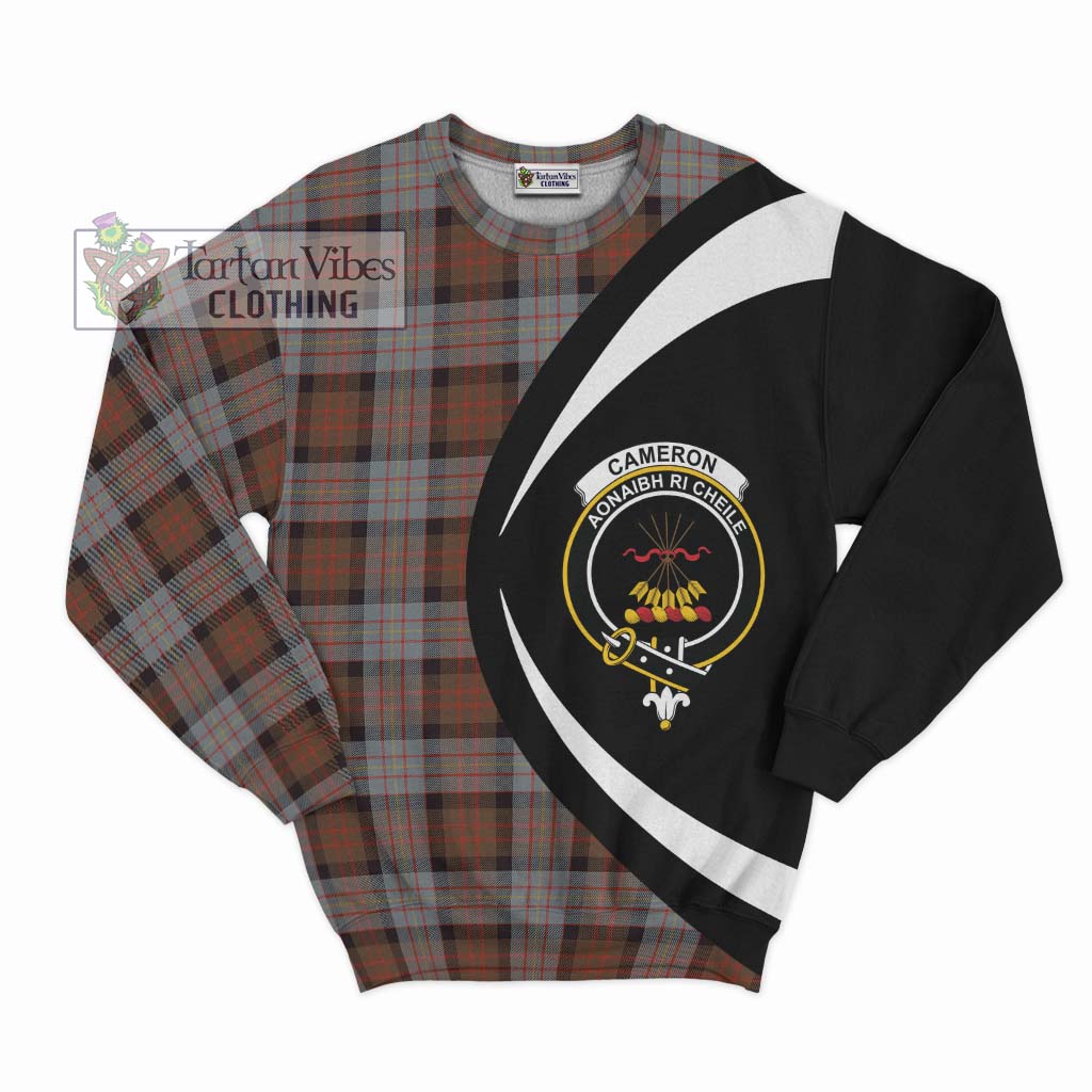 Cameron of Erracht Weathered Tartan Sweatshirt with Family Crest Circle Style Unisex - Tartan Vibes Clothing