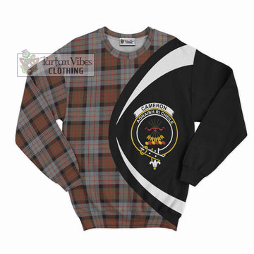 Cameron of Erracht Weathered Tartan Sweatshirt with Family Crest Circle Style