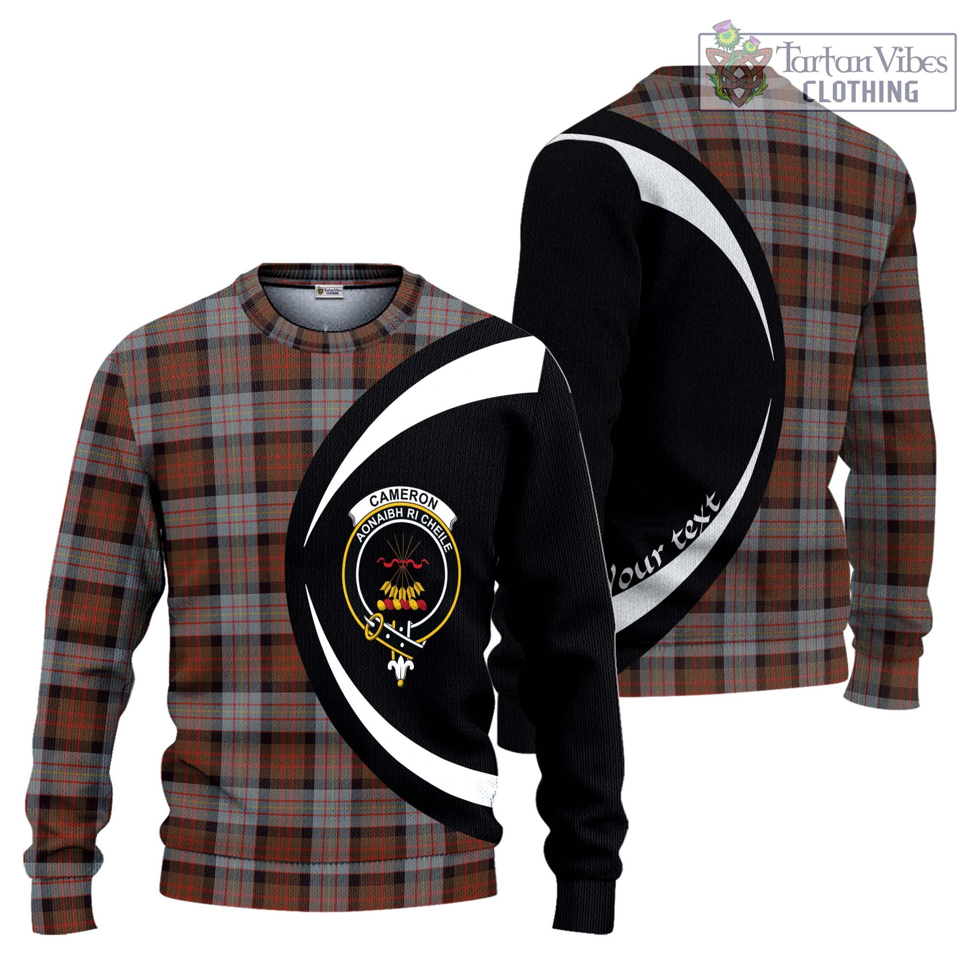 Cameron of Erracht Weathered Tartan Ugly Sweater with Family Crest Circle Style Unisex - Tartan Vibes Clothing