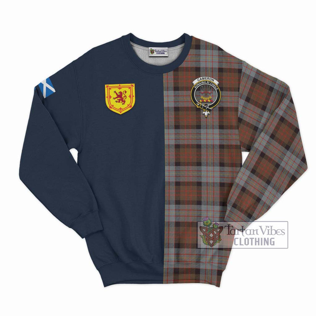 Tartan Vibes Clothing Cameron of Erracht Weathered Tartan Sweatshirt with Scottish Lion Royal Arm Half Style