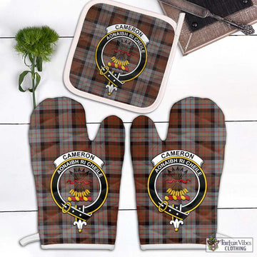 Cameron of Erracht Weathered Tartan Combo Oven Mitt & Pot-Holder with Family Crest