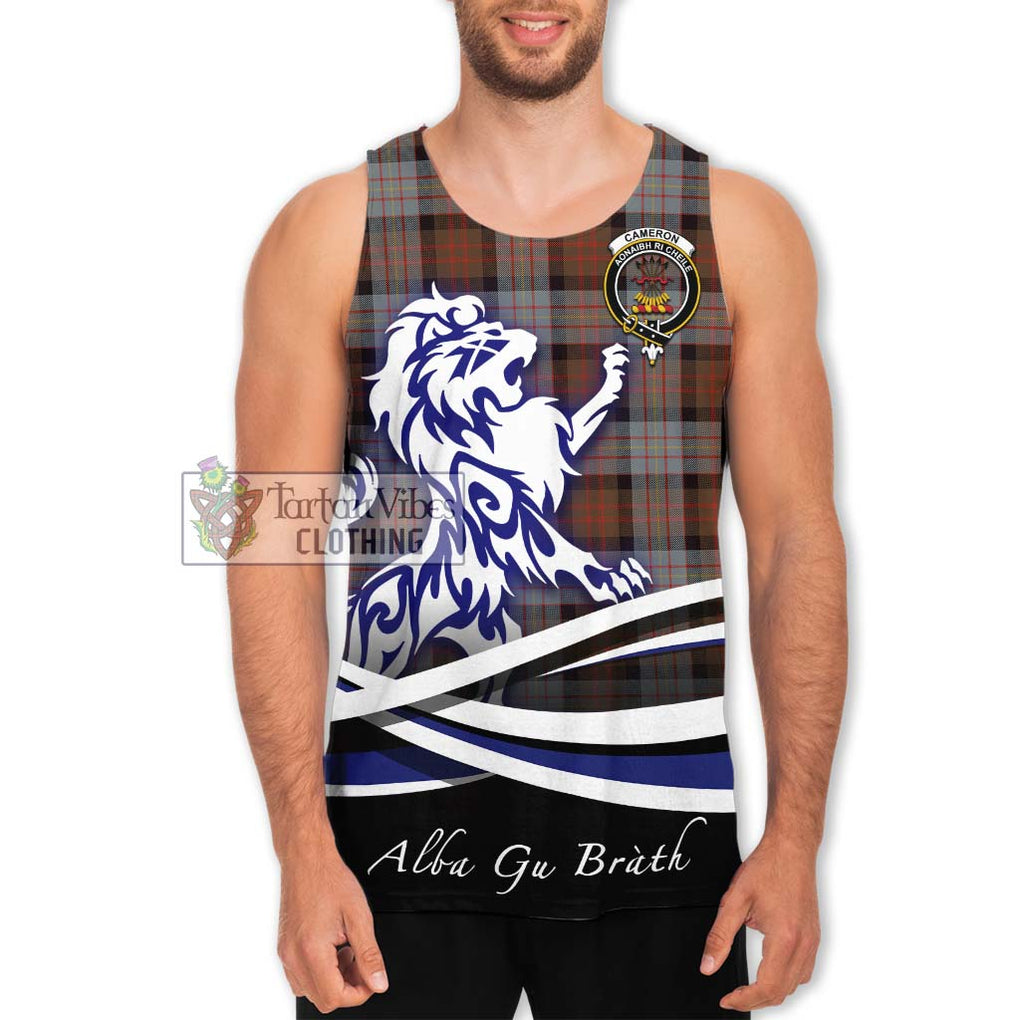 Cameron of Erracht Weathered Tartan Men's Tank Top with Alba Gu Brath Regal Lion Emblem Men - Tartanvibesclothing Shop