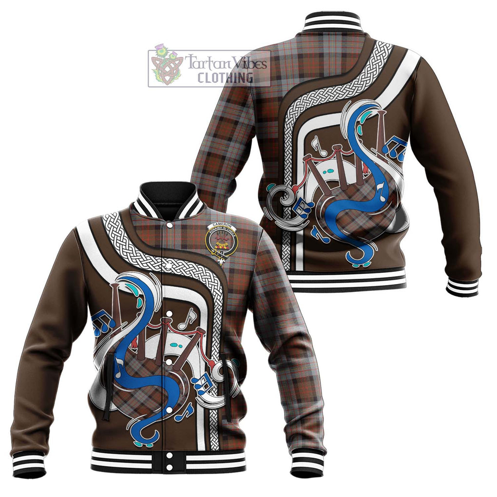 Tartan Vibes Clothing Cameron of Erracht Weathered Tartan Baseball Jacket with Epic Bagpipe Style