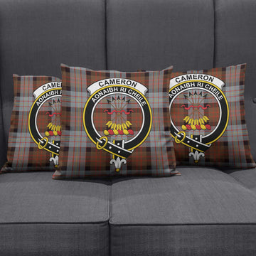 Cameron of Erracht Weathered Tartan Pillow Cover with Family Crest