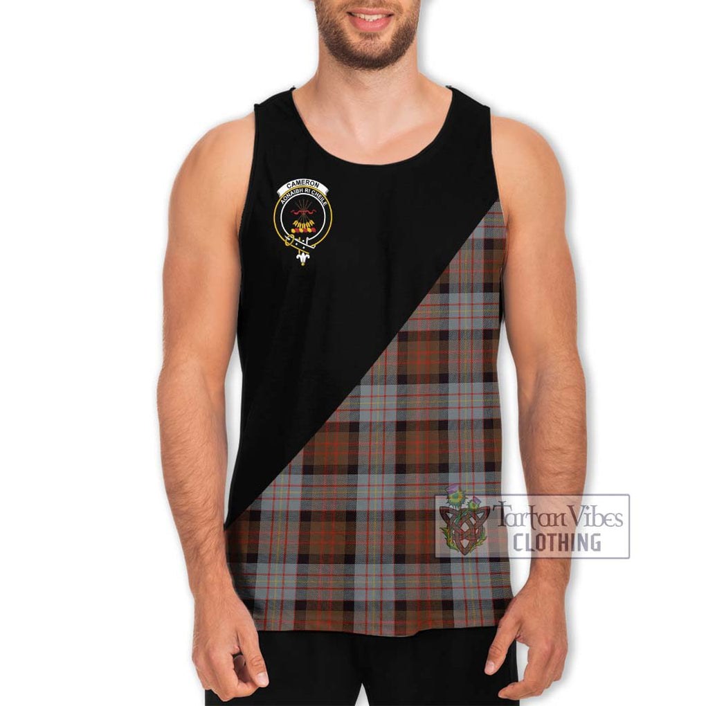 Cameron of Erracht Weathered Tartan Men's Tank Top with Family Crest and Military Logo Style Men - Tartanvibesclothing Shop