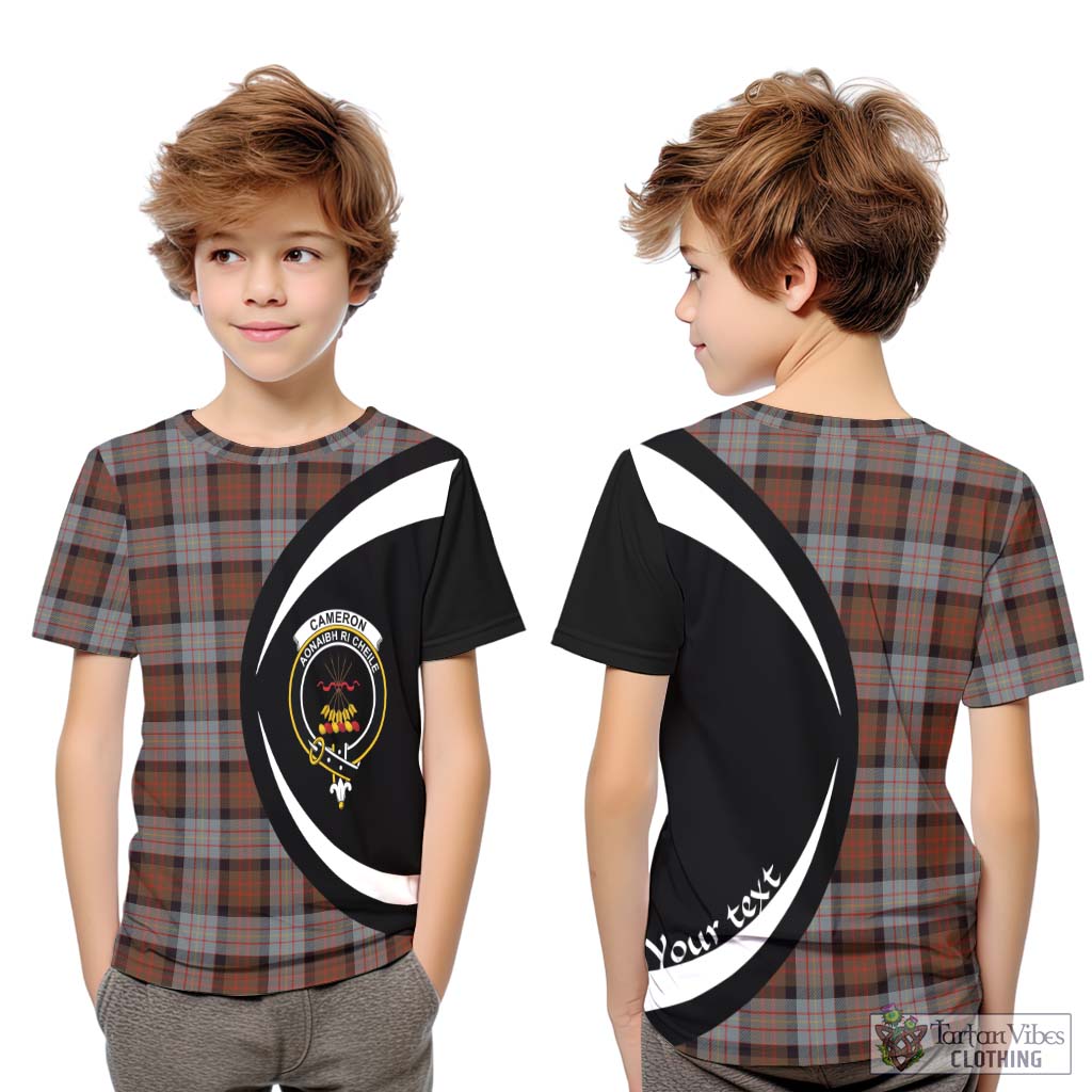 Cameron of Erracht Weathered Tartan Kid T-Shirt with Family Crest Circle Style Youth XL Size14 - Tartan Vibes Clothing