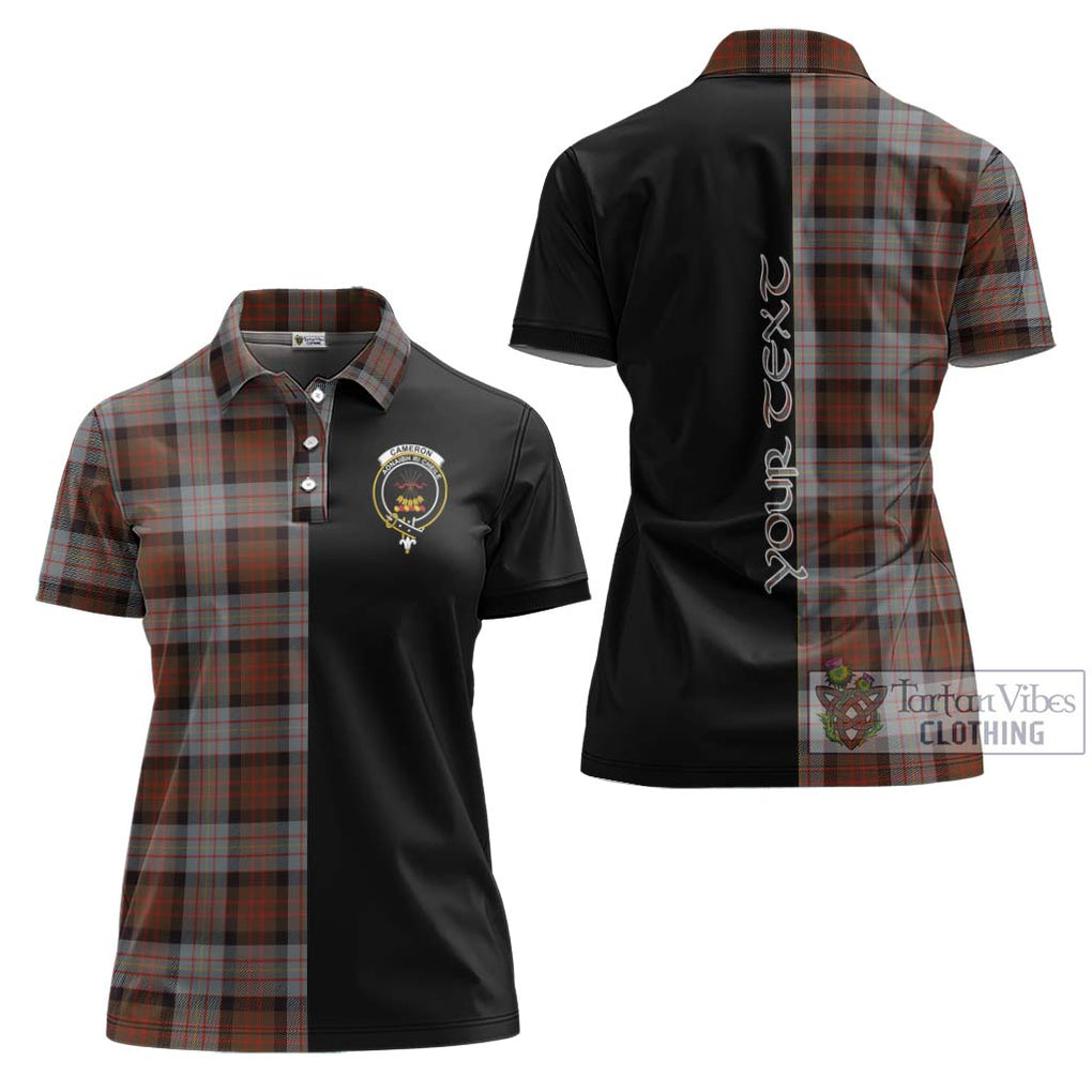 Cameron of Erracht Weathered Tartan Women's Polo Shirt with Family Crest and Half Of Me Style Women - Tartanvibesclothing Shop