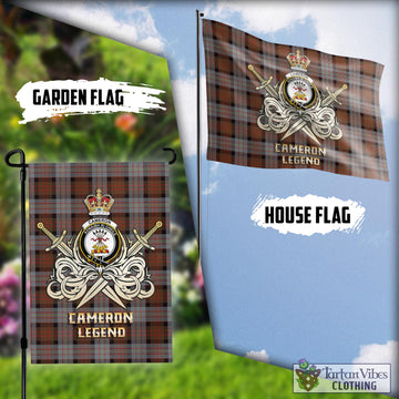 Cameron of Erracht Weathered Tartan Flag with Clan Crest and the Golden Sword of Courageous Legacy