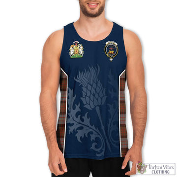 Cameron of Erracht Weathered Tartan Men's Tanks Top with Family Crest and Scottish Thistle Vibes Sport Style