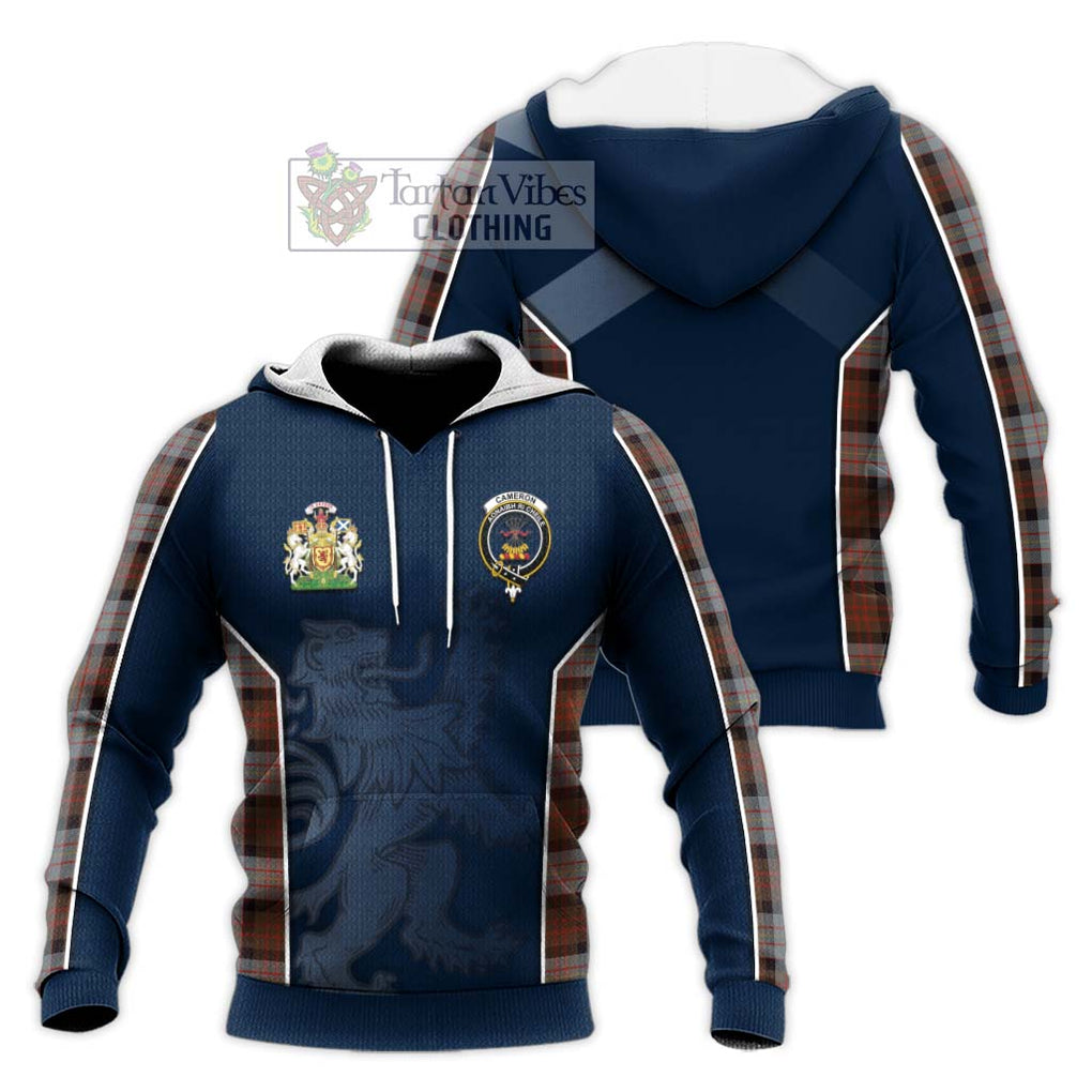 Cameron of Erracht Weathered Tartan Knitted Hoodie with Family Crest and Lion Rampant Vibes Sport Style Unisex Knitted Pullover Hoodie - Tartan Vibes Clothing