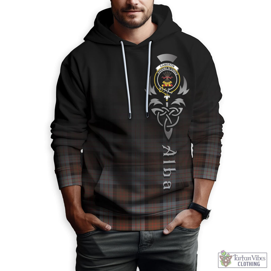 Tartan Vibes Clothing Cameron of Erracht Weathered Tartan Hoodie Featuring Alba Gu Brath Family Crest Celtic Inspired