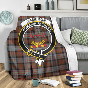 Cameron of Erracht Weathered Tartan Blanket with Family Crest