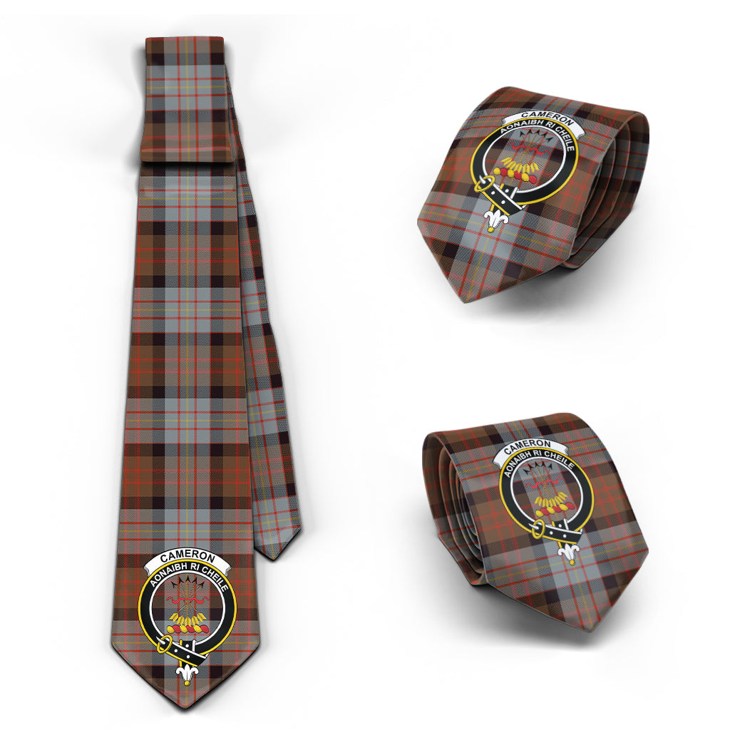 Cameron of Erracht Weathered Tartan Classic Necktie with Family Crest Necktie One Size - Tartan Vibes Clothing