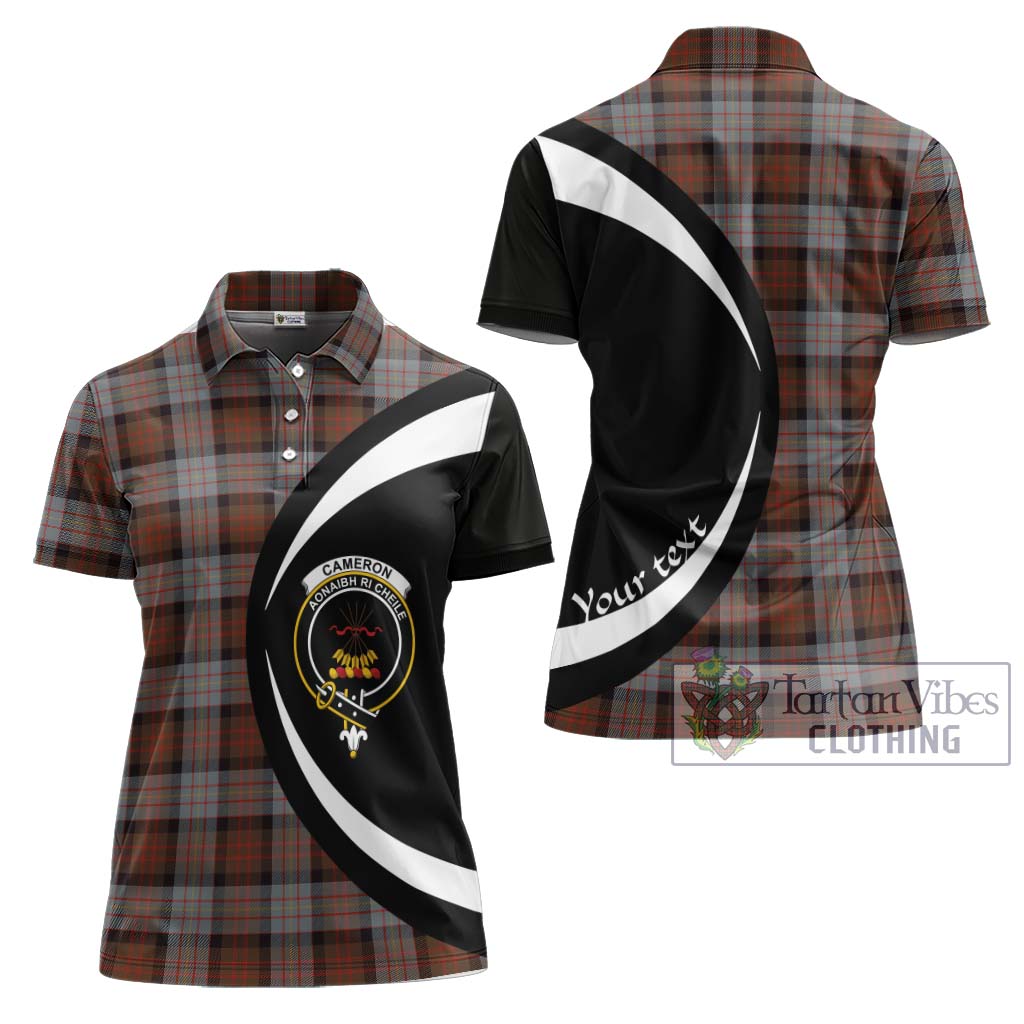 Cameron of Erracht Weathered Tartan Women's Polo Shirt with Family Crest Circle Style Women - Tartan Vibes Clothing