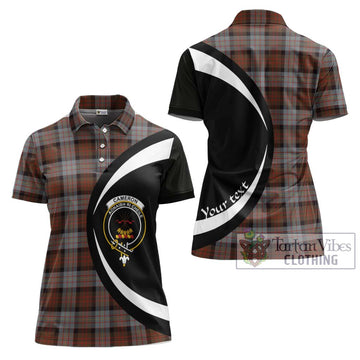 Cameron of Erracht Weathered Tartan Women's Polo Shirt with Family Crest Circle Style