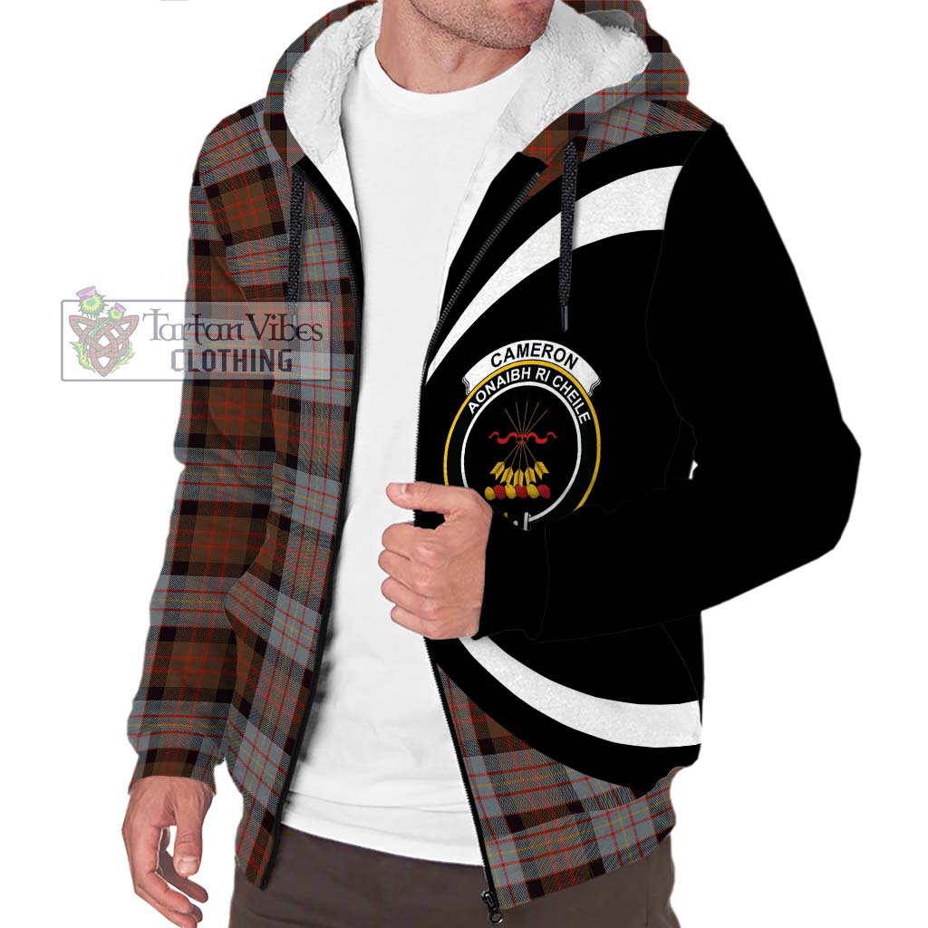 Cameron of Erracht Weathered Tartan Sherpa Hoodie with Family Crest Circle Style Unisex S - Tartan Vibes Clothing