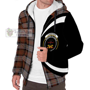 Cameron of Erracht Weathered Tartan Sherpa Hoodie with Family Crest Circle Style