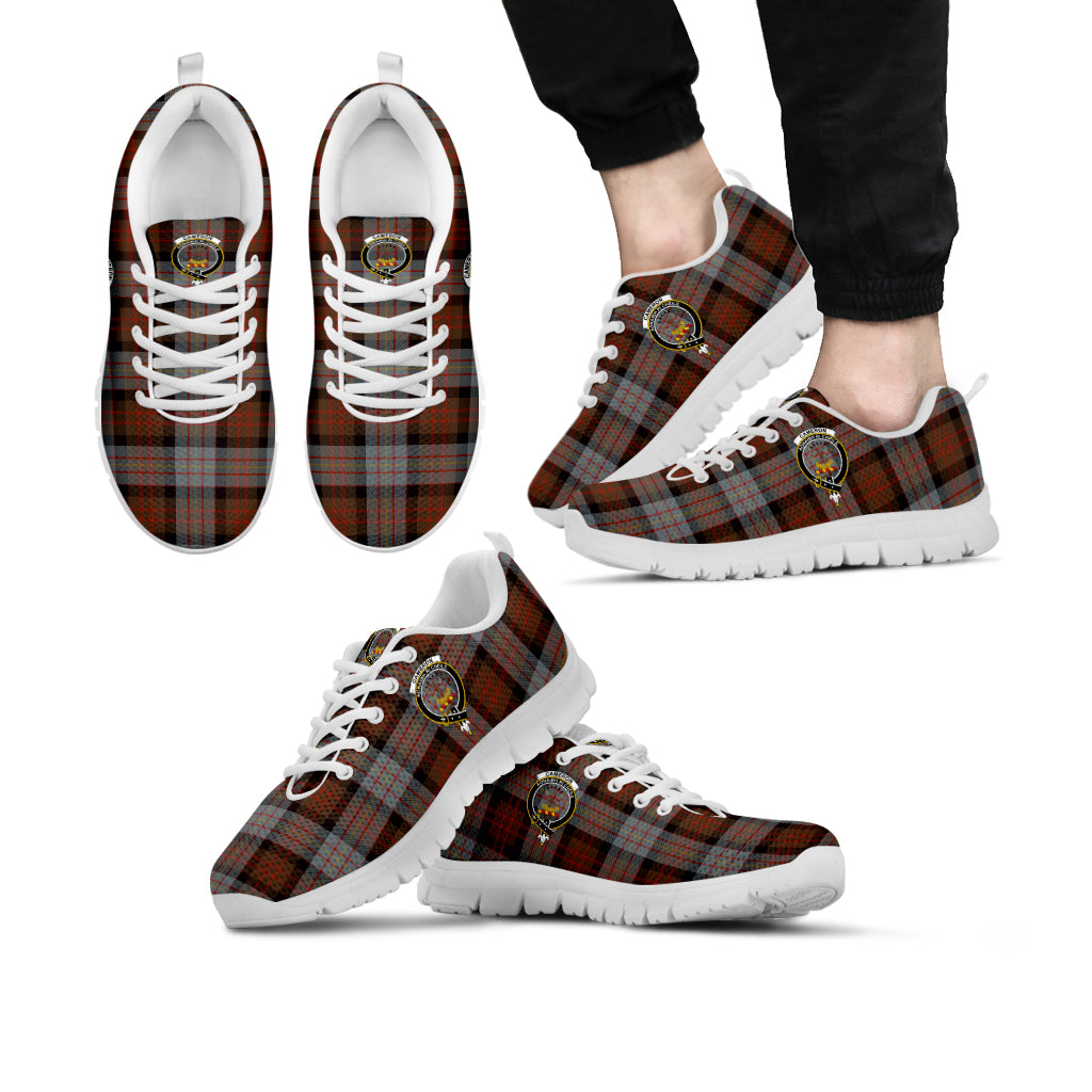 Cameron of Erracht Weathered Tartan Sneakers with Family Crest Kid's Sneakers - Tartan Vibes Clothing