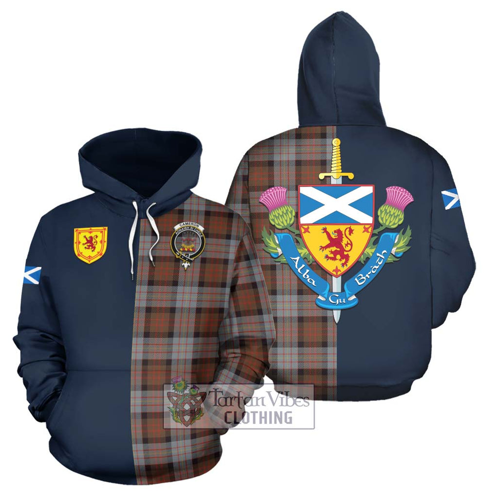 Tartan Vibes Clothing Cameron of Erracht Weathered Tartan Hoodie with Scottish Lion Royal Arm Half Style