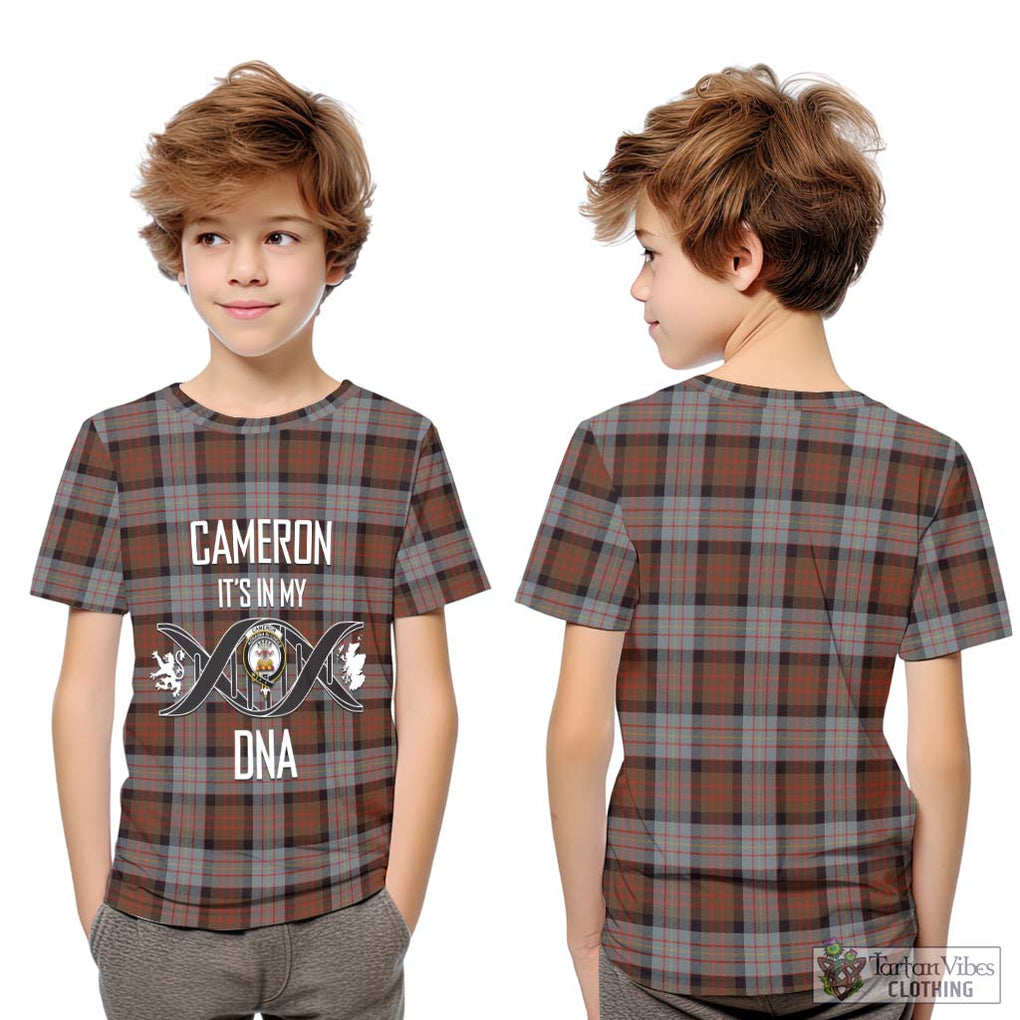 Cameron of Erracht Weathered Tartan Kid T-Shirt with Family Crest DNA In Me Style Youth XL Size14 - Tartanvibesclothing Shop