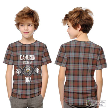 Cameron of Erracht Weathered Tartan Kid T-Shirt with Family Crest DNA In Me Style