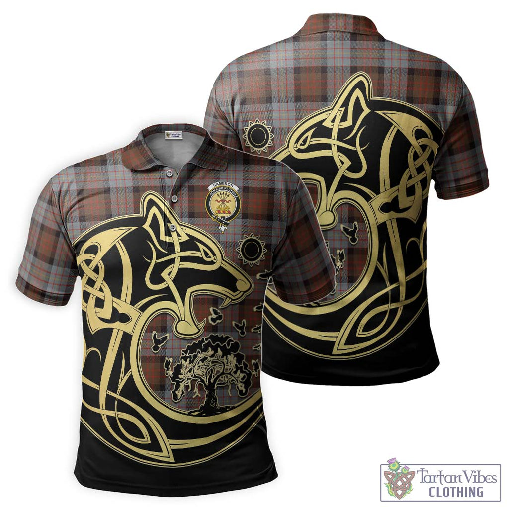 Cameron of Erracht Weathered Tartan Polo Shirt with Family Crest Celtic Wolf Style Kid - Tartanvibesclothing Shop