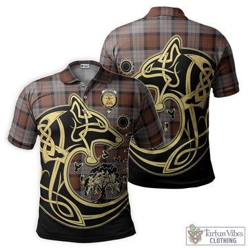 Cameron of Erracht Weathered Tartan Polo Shirt with Family Crest Celtic Wolf Style