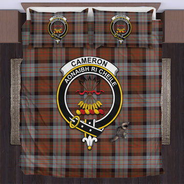 Cameron of Erracht Weathered Tartan Bedding Set with Family Crest