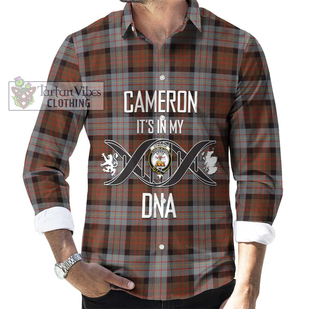 Cameron of Erracht Weathered Tartan Long Sleeve Button Shirt with Family Crest DNA In Me Style Men's Shirt S - Tartanvibesclothing Shop