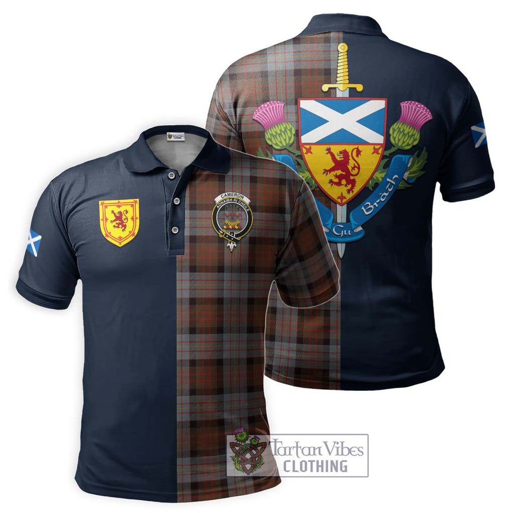 Tartan Vibes Clothing Cameron of Erracht Weathered Tartan Polo Shirt with Scottish Lion Royal Arm Half Style