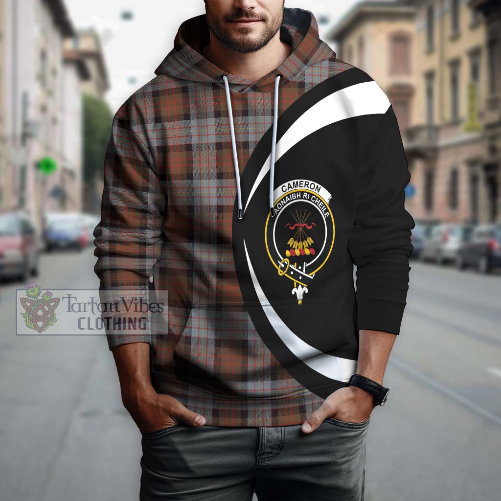 Tartan Vibes Clothing Cameron of Erracht Weathered Tartan Hoodie with Family Crest Circle Style