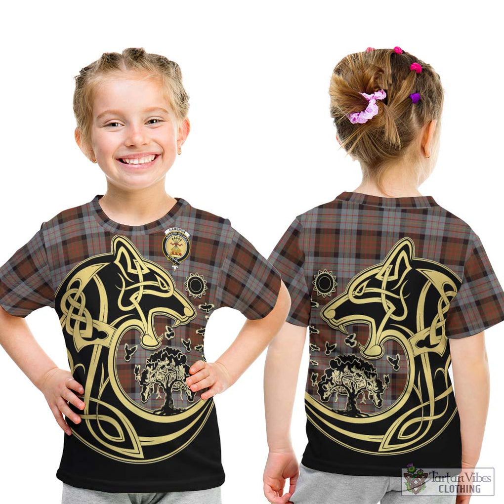 Cameron of Erracht Weathered Tartan Kid T-Shirt with Family Crest Celtic Wolf Style - Tartan Vibes Clothing