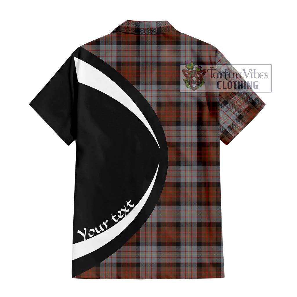 Cameron of Erracht Weathered Tartan Short Sleeve Button Up with Family Crest Circle Style - Tartan Vibes Clothing