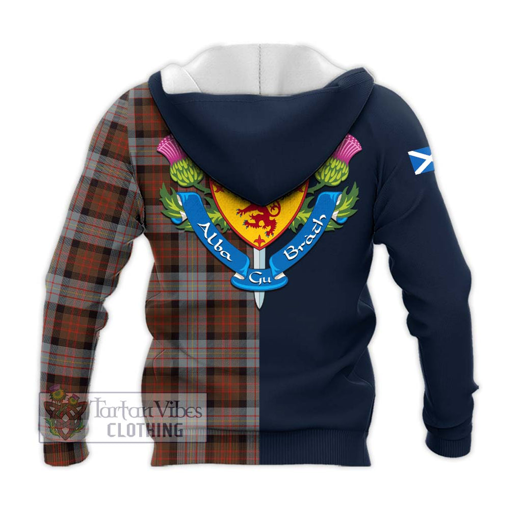 Tartan Vibes Clothing Cameron of Erracht Weathered Tartan Knitted Hoodie with Scottish Lion Royal Arm Half Style