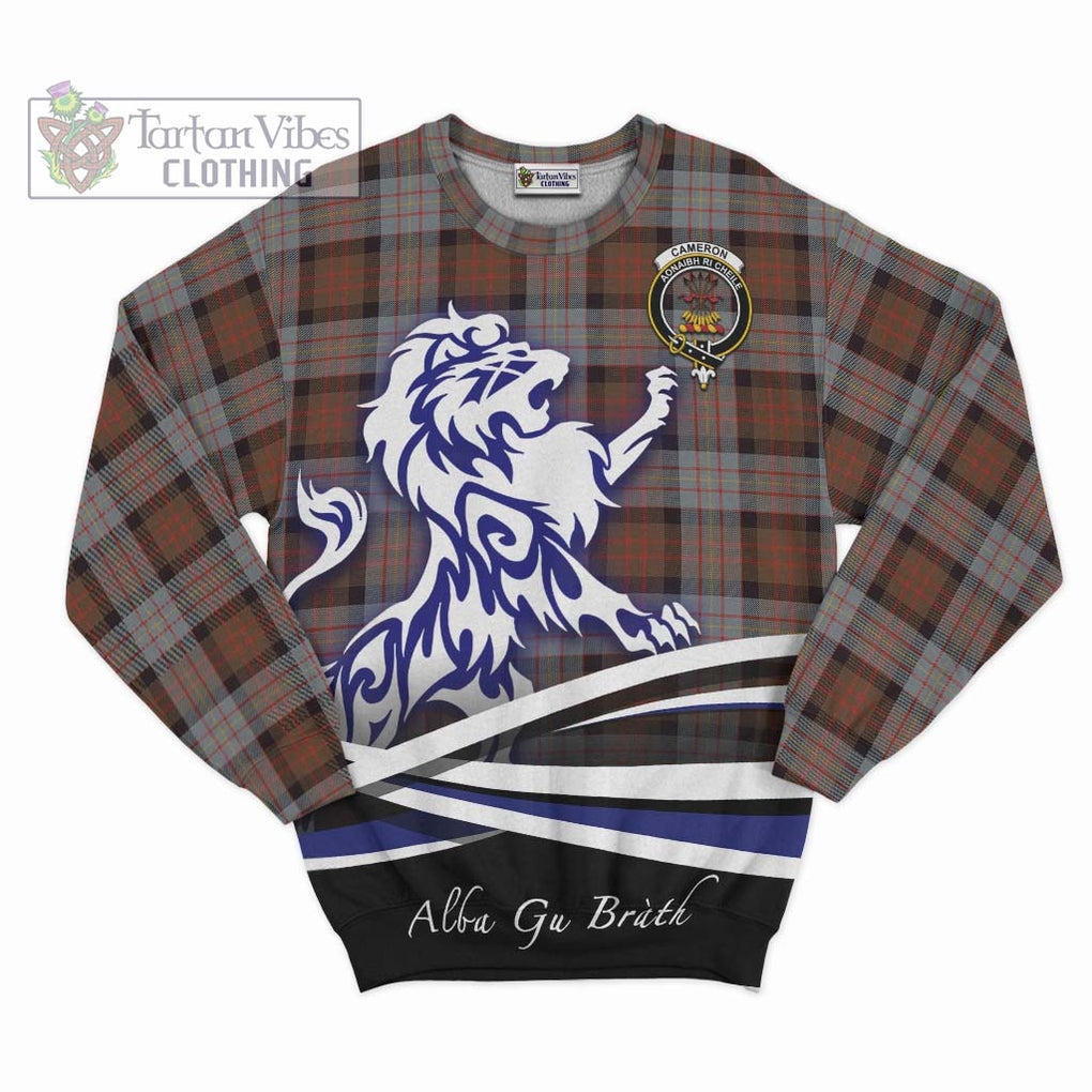 Cameron of Erracht Weathered Tartan Sweatshirt with Alba Gu Brath Regal Lion Emblem - Tartanvibesclothing Shop