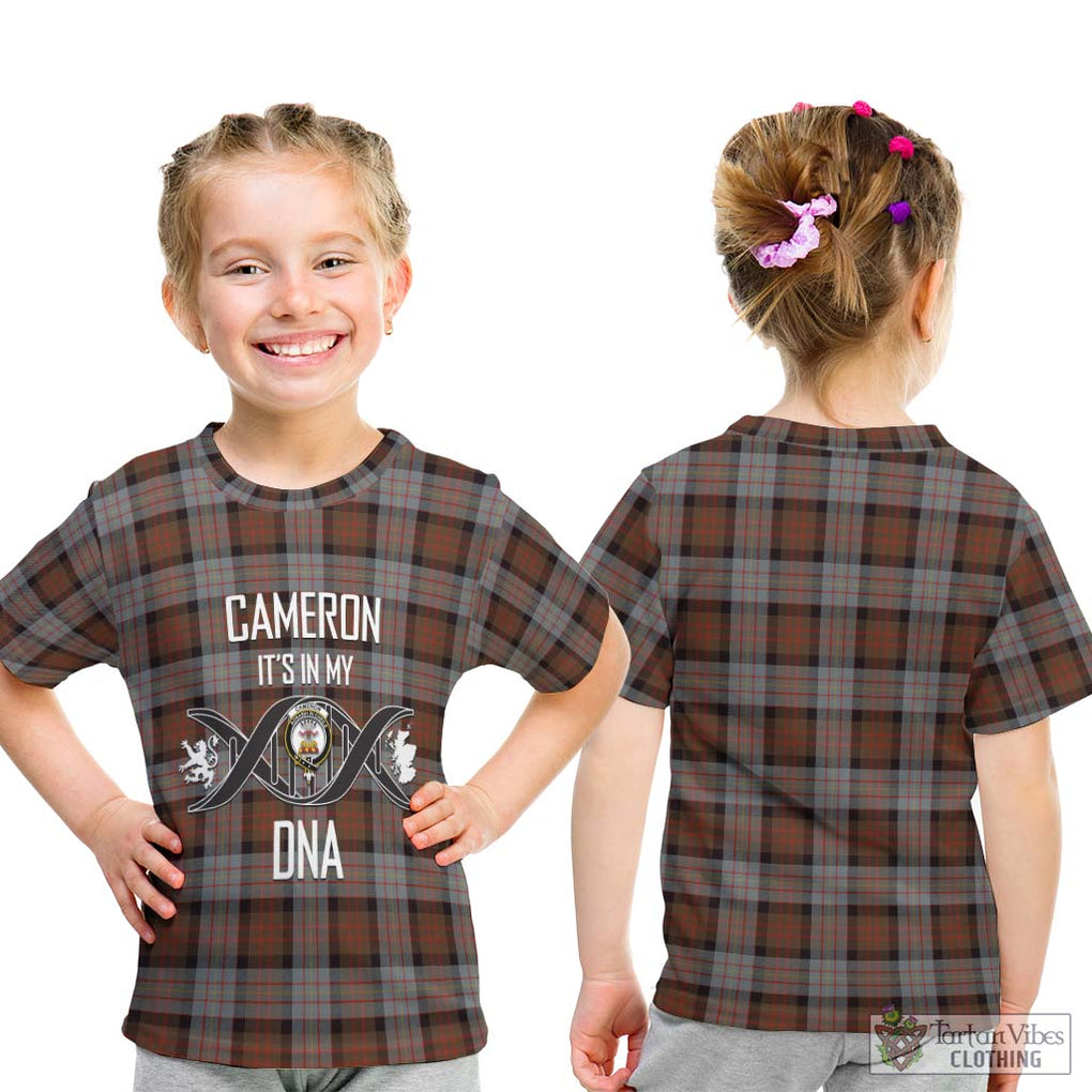 Cameron of Erracht Weathered Tartan Kid T-Shirt with Family Crest DNA In Me Style - Tartanvibesclothing Shop