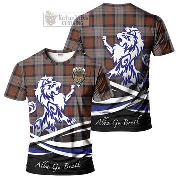 Cameron of Erracht Weathered Tartan Cotton T-shirt with Alba Gu Brath Regal Lion Emblem