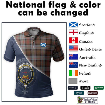 Cameron of Erracht Weathered Tartan Polo Shirt with Personalised National Flag and Family Crest Half Style