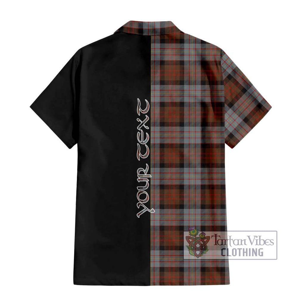 Cameron of Erracht Weathered Tartan Short Sleeve Button Shirt with Family Crest and Half Of Me Style - Tartanvibesclothing Shop