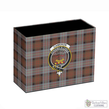 Cameron of Erracht Weathered Tartan Pen Holder with Family Crest