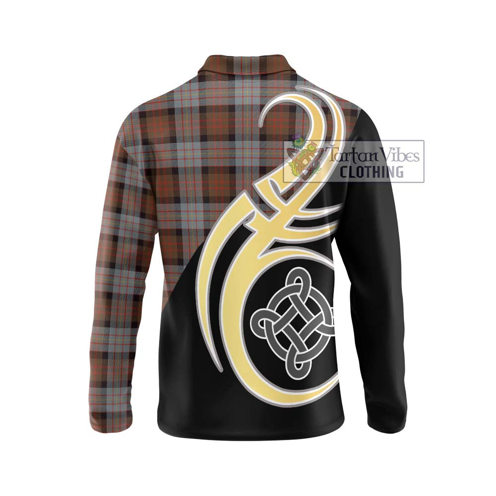 Cameron of Erracht Weathered Tartan Long Sleeve Polo Shirt with Family Crest and Celtic Symbol Style - Tartan Vibes Clothing