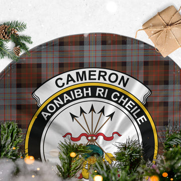 Cameron of Erracht Weathered Tartan Christmas Tree Skirt with Family Crest