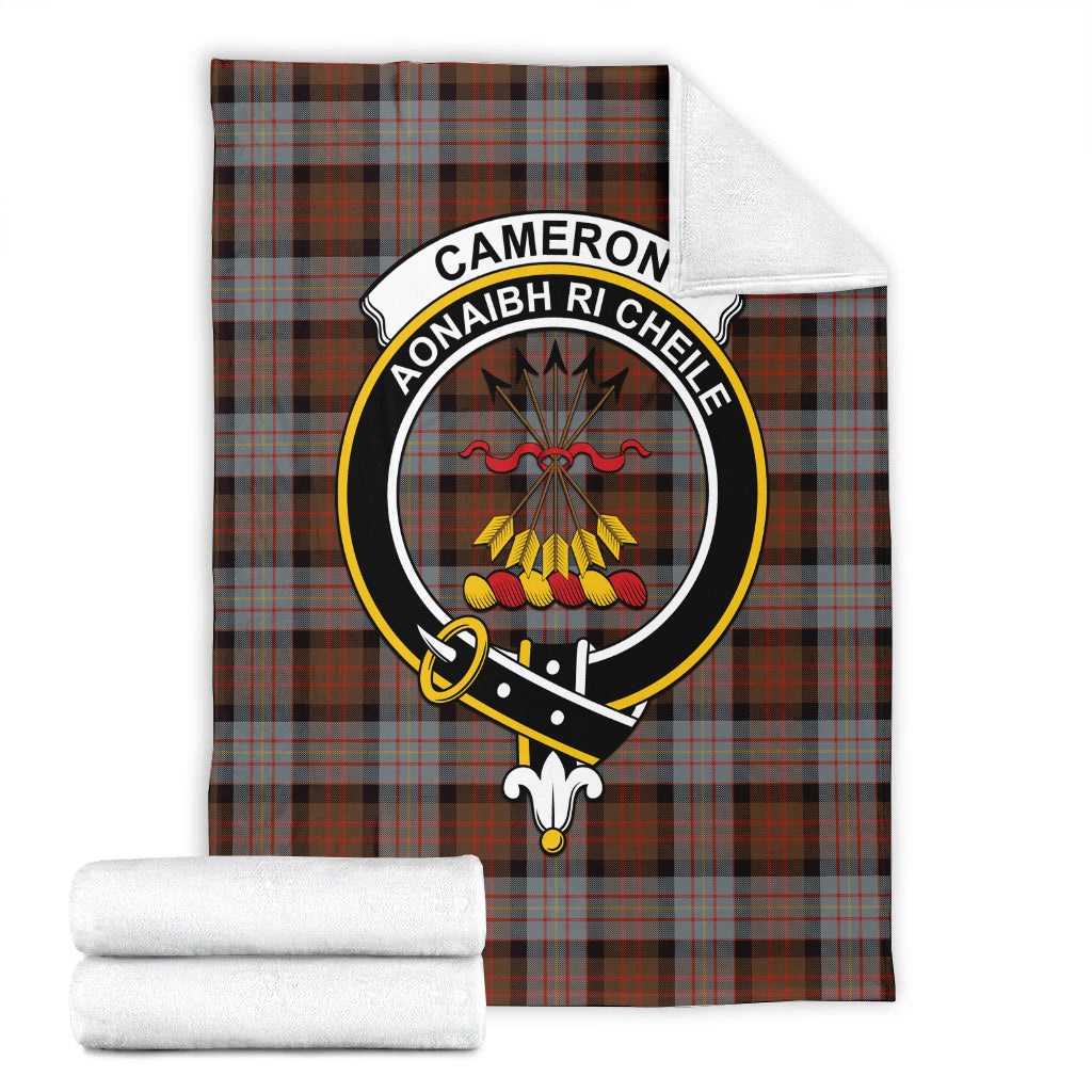 Cameron of Erracht Weathered Tartan Blanket with Family Crest - Tartan Vibes Clothing