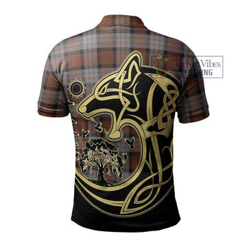 Cameron of Erracht Weathered Tartan Polo Shirt with Family Crest Celtic Wolf Style